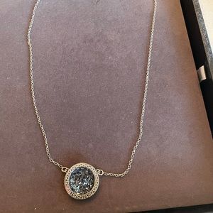 Magnolia- Sterling Silver Necklace with Blue Swarovski Crystal